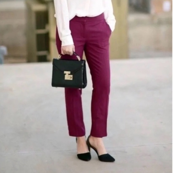 J. Crew Campbell Women's Burgundy Maroon Berry Crop Pants Tailored Wool Blend - Picture 14 of 14